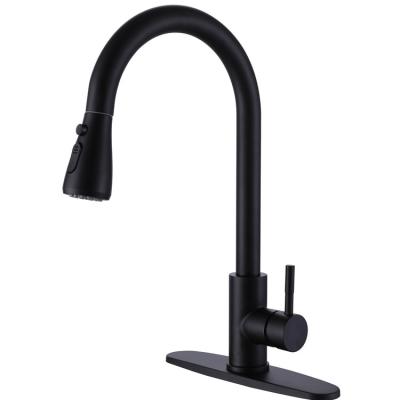 China Pull Out Rose Champagne Gold Kitchen Faucet Black Jet 304 Stainless Steel With Pull Down Sprayer Faucets for sale