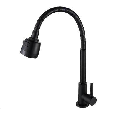 China Pull Out Stainless Steel Single Cold Spray Pull Out Tube Black Universal Kitchen Faucet Faucet With Sprayer for sale