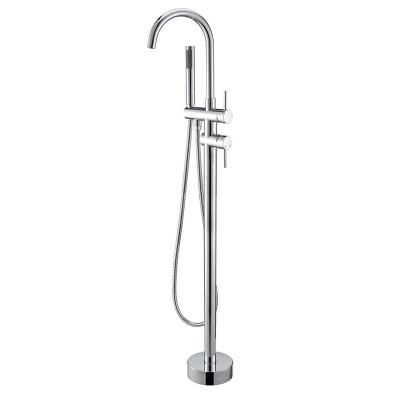 China Without Sliding Bar High Quality 2 Functions Floor Stand Freestanding Bathtub Faucet Bathing Shower Bathroom Free Standing Shower Set for sale