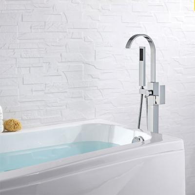 China Without Sliding Bar Factory Direct Bathtub Shower Faucet Bathing Shower Tub Handle Floor Stand Free Shower Faucet Set for sale