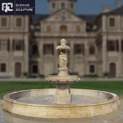 China European unique outdoor garden decoration style decoration stone marble water fountains and natural woman statues for sale