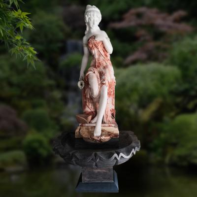 China Outdoor Decoration Handmade Garden Decor High Quality Marble Color Customized Natural Stone Water Fountain With Woman for sale