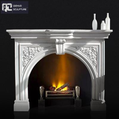 China Victorian Custom Arched Decor Surround Natural Stone Mental Handcrafted Marble Fireplace for sale