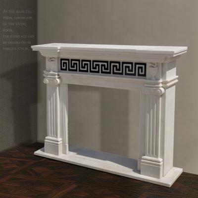 China Modern Design Western Home Use Decorative Hand Carved Mental Fashion Indoor Natural Black And White Marble Fireplace for sale