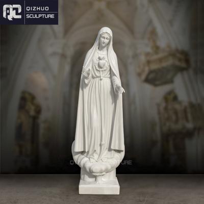 China EUROPEAN Customized Modern White Marble Virgin Mary Catholic Church Handmade Life Size Outdoor Decor Mother Statue for sale