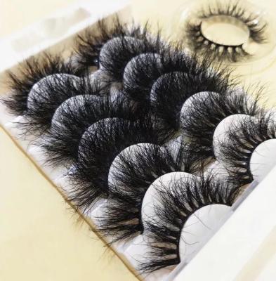 China Wholesale Private Label 25mm Natural Long Eyelashes With Custom Eyelash Packaging Box Made By 5D 4D 3D Mink Eyelashes Vendor for sale