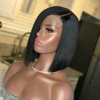 China Straight Glueless Lead Hair Wigs Lace Front Bob Natural Black Baby Hair Full Lace Wig With for sale