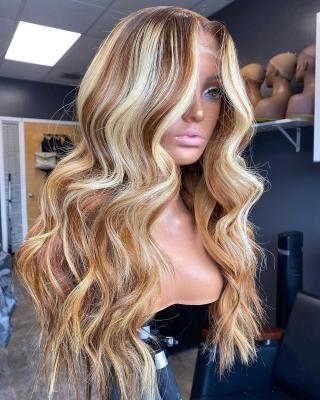 China Transparent Body Wave Ombre Lace Front Wig Blonde Curly Hair Full Lace Wig For Women for sale