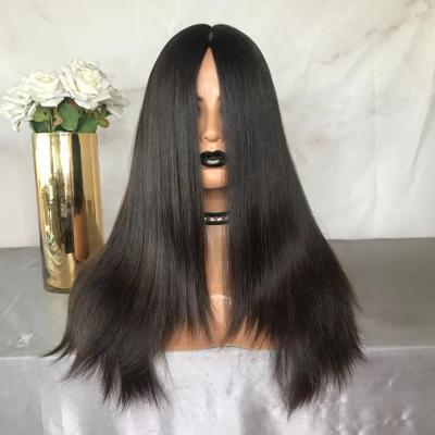 China Hot Selling Raw Natural Black Silky Straight Jewish Kosher Jewish Wig Straight Hair 180% Density In Stock for sale