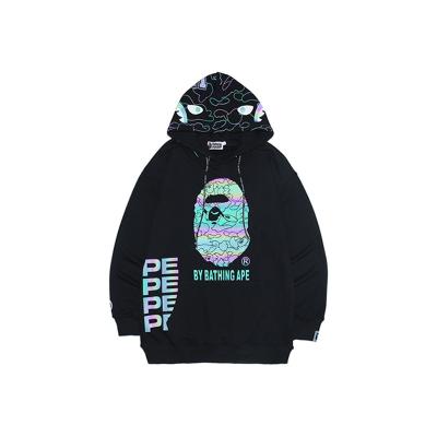 China New Design Anti-wrinkle Bape Hoodie Wholesale Custom Unisex Reflection Copy Bathing Monkey Shark Bape Men Hoodie Te koop