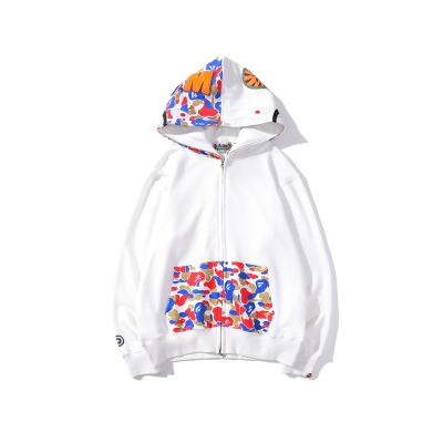 Cina Hot Sale Men Bape Shark Hoodie Wholesale Custom Zipper Printed Camouflage Hoodie Jacket Anti-wrinkle Full in vendita