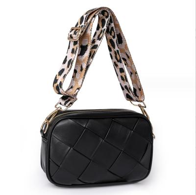 China New Fashion Weave PU Women Leopard Strap Square Leather Cross - Body Shoulder Bag Product Leopard Strap Shoulder Bag for sale