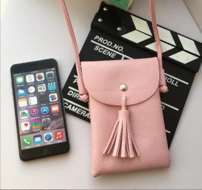 China PU Leather 2021 Wholesale Women Cross - Body Bag | New Fashionable Classic Mobile Sling Bag | Summer Mini Fashion Solid Color Tassel Casual Bag for sale