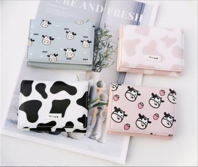 China 2021 best women's triple sale triple wallet | Fashionable Cartoon Cow Style Short Coin Purse | New Autumn Casual Ladies Student Pouch for sale