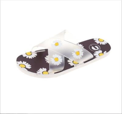 China 2021 Fashion Trend Hot Sale Women's Floral Slides | New Style Female PVC Home Slippers | Summer Ladies Flip Flops Casual Tracksuit for sale