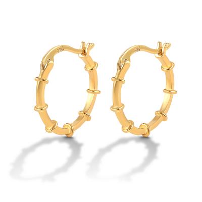 China FASHIONABLE CONSERVATIVE S925 Sterling Silver Geometric Design INS Circle Gold Plated Earrings for sale