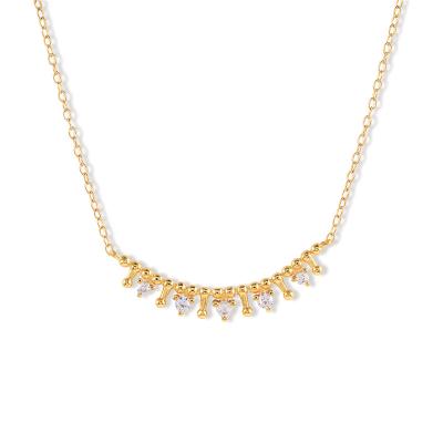 China 2022 NEW TRENDY Crown S925 Sterling Silver Zircon Beads Necklace 18K Gold Plated for sale