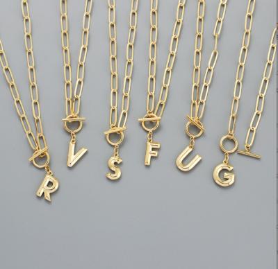 China CLASSIC Trendy Fashion Hip Hop Necklace 26 English Alphabet Letter Pendants Brass Necklace for sale