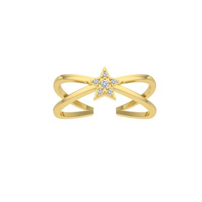 China TRENDY unique design wholesale s925 18k gold sterling silver trendy sliver plated open star rings for women for sale