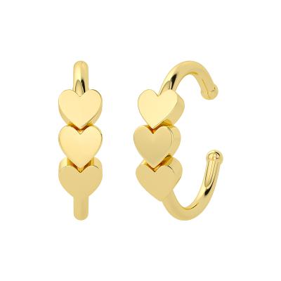 China Romantic Unique Design 18K Gold Plated Love Heart s925 Sterling Silver Clips For Women 2021 for sale