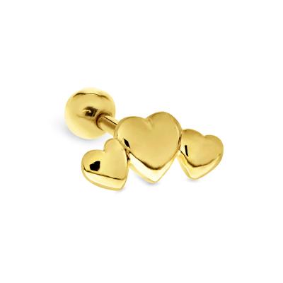 China INS Romantic Double Hole Heart Sterling Silver Connecting Piercing Earrings S925 for sale