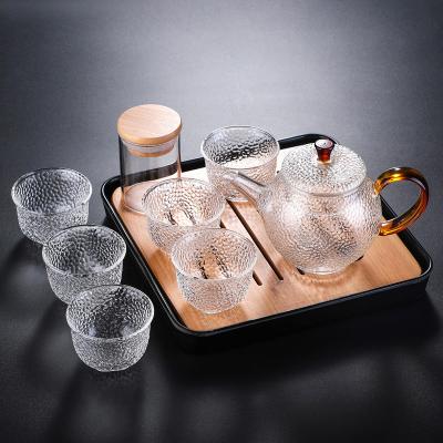 China Wholesale Viable High Quality Portable Bososilicate Teapot Travel Office Elegant Glass Teapot Set With BagHot Selling Products for sale