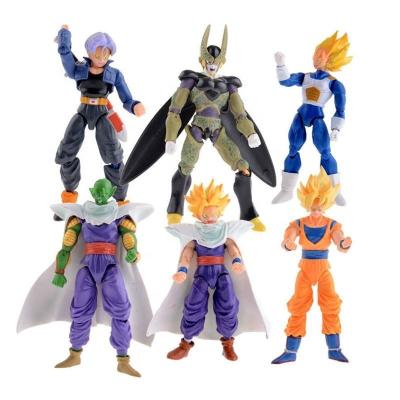 China Cartoon Toy Free Shipping 5 Inch Dragon Ball Z Action Numbers Cells Small Flute Super Saiyan Goku Gohan Vegeta Trunks for sale