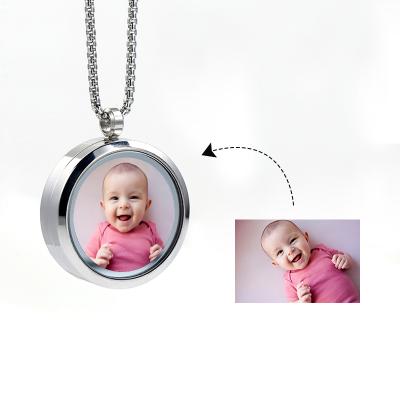 China CLASSIC Simple Cute Memory Bead Birthstone Necklace Customized Lovely Baby Photo Pendant Necklace for sale