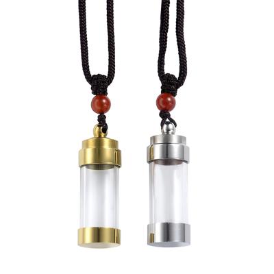 China CLASSIC Memorial Keepsake Jewelry Glass Tube Cremation Necklace Openable Clear Cylinder Urn Necklace for sale