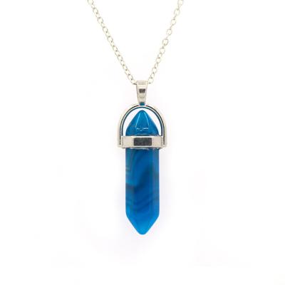 China Lapis lazuli Crystal Point Pendant Vintage Wire Wrap Gemstone Crystal Quartz Healing Point Chakra Pendants for sale