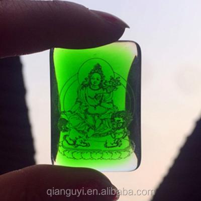 China OEM/ODM chinese green jade buddha jade jasper pendant amulet imitation green kwan pendant necklace green jade buddha pendant necklace for sale