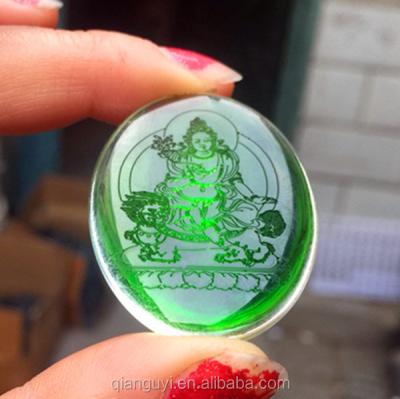 China Gift High Quality Green Imitation Buddha Guan Yin Jade Sculpture Pendant Necklace Amulet for sale