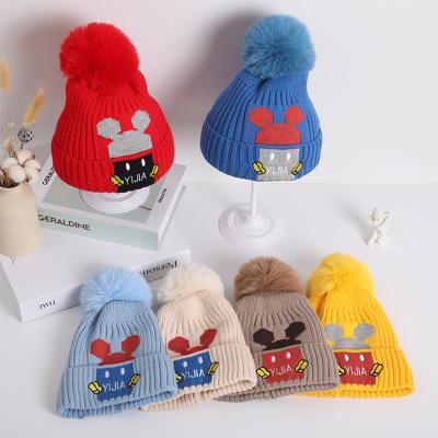 China JOINT Winter Kid Baby Girls Hat Girls Cute Custom Funny Pompom Knit Beanie Hats for sale