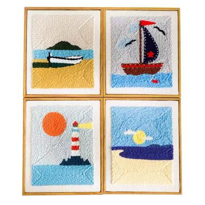 China Home Clothes Embroidery Kit Cross Stitch Kit Include Decoration DIY Handwork Embroidery Starter With Seascape Pattern for sale