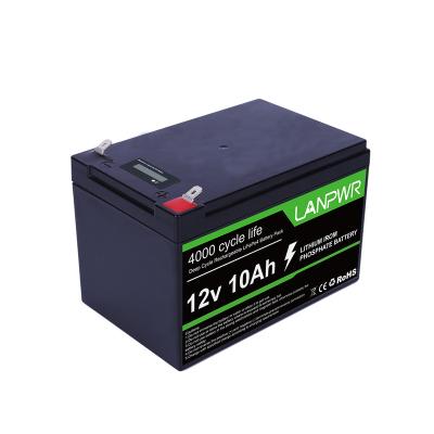 China Deep Cycle 12V 10Ah LiFePO4 Battery 12V 10Ah Software BMS Control Rechargeable Battery LANPWR LifePo4 10Ah 100Ah Lithium Battery Storage for sale