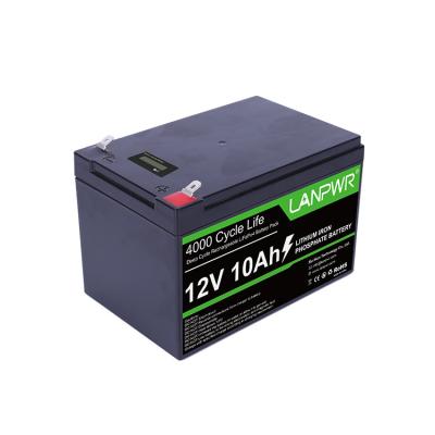 China LANPWR Lithium Battery 12V 10Ah Rechargeable Deep Storage Software BMS Control Cycle LiFePO4 Battery 12V 10Ah for sale