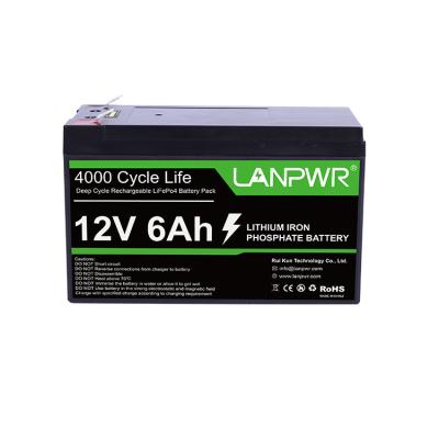 China Chargeable Deep Cycle LiFePO4 Battery Storage BMS Software Small Battery LANPWR 6ah 7ah 10ah 10ah12v 12V 6Ah for sale