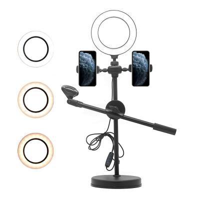 China Live Photography Makeup Video Shoot 6 Inch Tripod Foldable Stand Phone Selfie Led Selfie Ring Light With Remote Control for sale