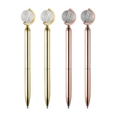 China Custom Point Pen Wholesale With Globe Pen With Logo Gold Ball Promotional Stylish Metal Ballpoint Pen Globe for sale