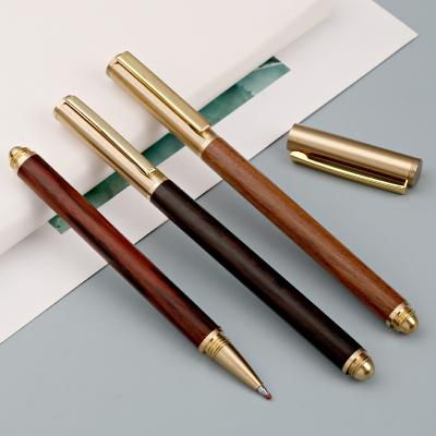 China Solid Brass Wooden Roller Pen Square Shape Pen Sandalwood Pear Custom Gold Signature Wire Normal Pen Holder for sale