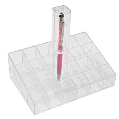 China Wholesale Plastic Transparent Pen Gift Boxes Cheap Shelf Crystal Cosmetic Pen Square Pencil Case and Lipstick Pen Box for sale