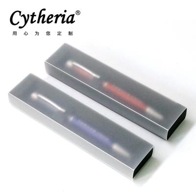 China Biodegradable Window Box Frosted PP Box Cheap Even Pen Creative Factory Stocked Black Paper Cardboard 350g Foldable Pen Packing Box for sale