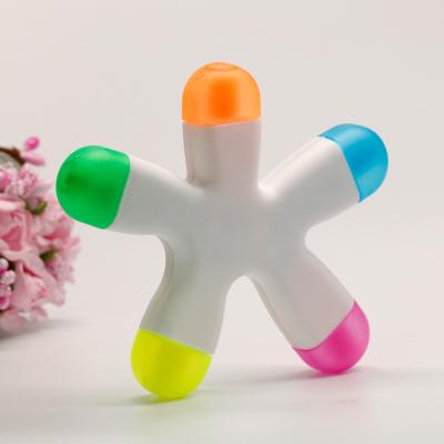 China Coral Custom Logo cute 5 in 1 humanoid shape for promotion gift fluorescent ink color highlighter bar with customized logo for sale