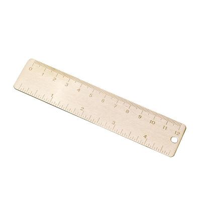 China Hot Sale 12cm Straight Metal Copper Ruler Luxury Brass Ruler With Logo Scale School Gold Ruler Custom Made For Gift for sale