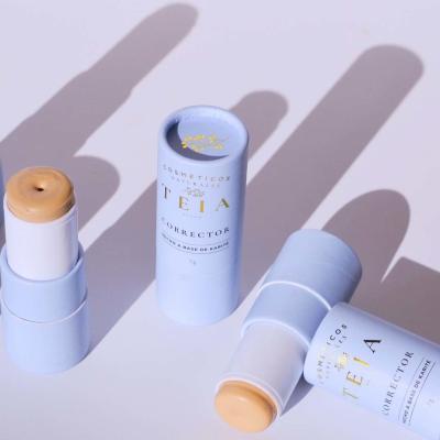 Cina Biodegradable Paper Tube Packaging For Natural Deodorants Push Cardboard Tube Packaging Lip Balm Tubes On Kraft Paper in vendita