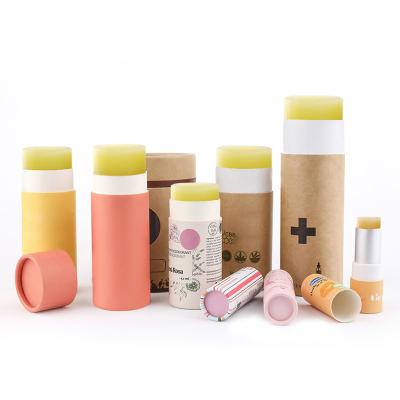 Chine Biodegradable Round Cardboard Lip Balm Container Push Up Chapstick Deodorant Stick Paper Tube Packaging For Cosmetics à vendre