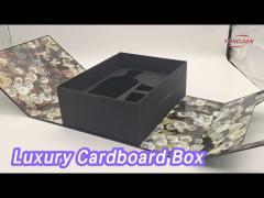 Magnet Luxury Cardboard Box Hot Stamping Black Square For Wine