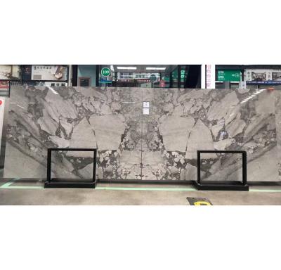 China Luxury Modern Bruce Book Match Natural Gray Marble Tile Stone Slabs for sale