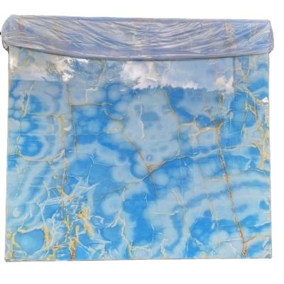 China Hot Sale Modern Natural Onyx Polished Stone Slab Blue Marble Marble Tiles for sale