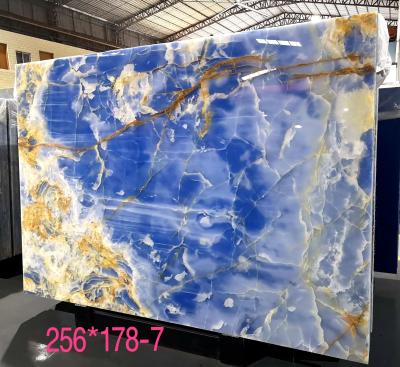 China Contemporary Natural Blue Onyx Slab China Factory Low Price Customized Blue Marble Blue Onyx For Floor And Wall Countertops for sale